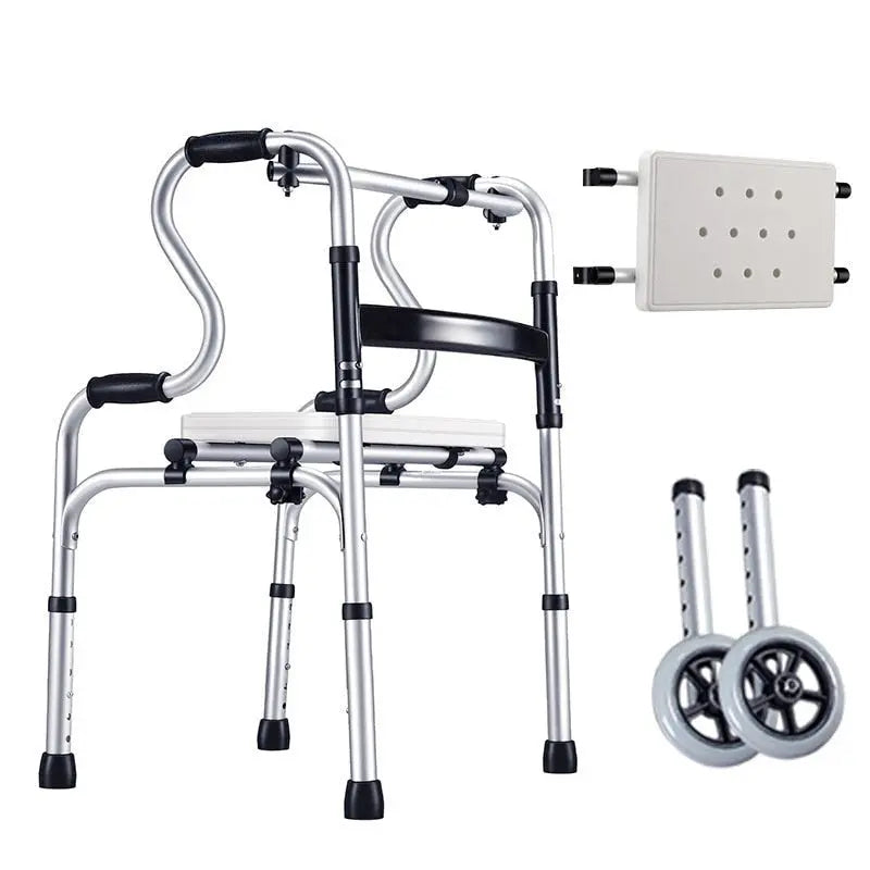 3-in-1 Aluminum Alloy Walker Chair for The Elderly Shower Aid Height Adjustable Care Curated