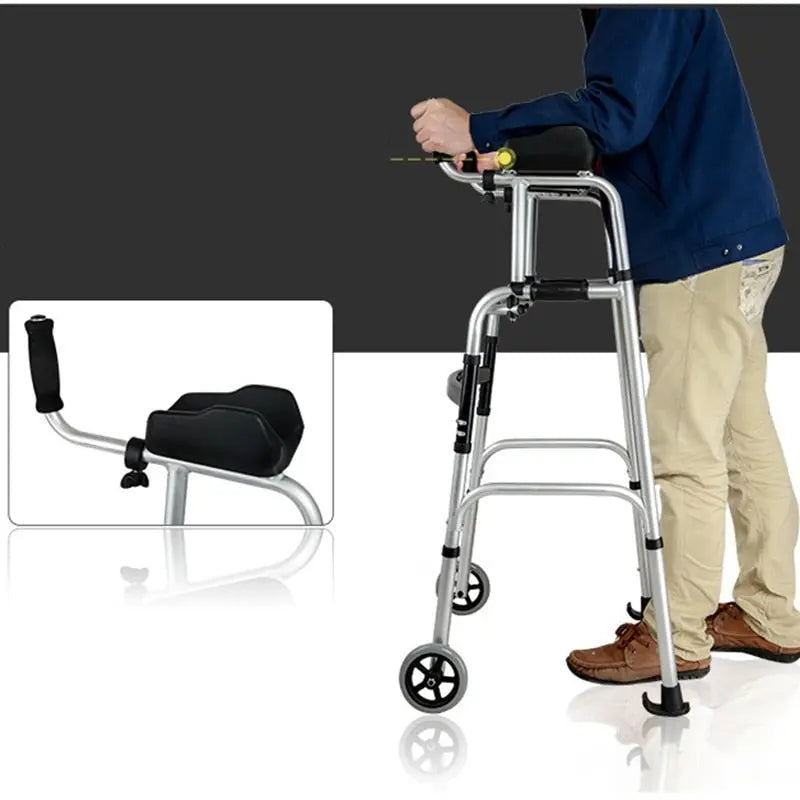 Walker Mobility Aid Toilet Shower Chair Foldable Walking Rehabilitation Standing Frame for Older Adult Care Curated