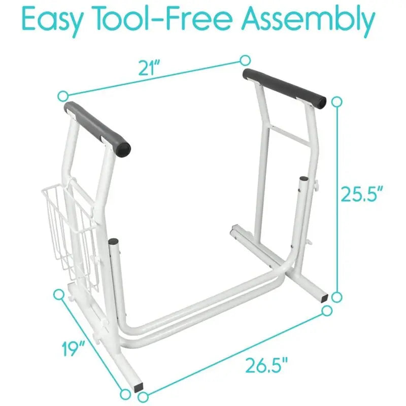 Stand Alone Toilet Rail Bathroom Safety Assist Commode for Elderly Handicapped Care Curated